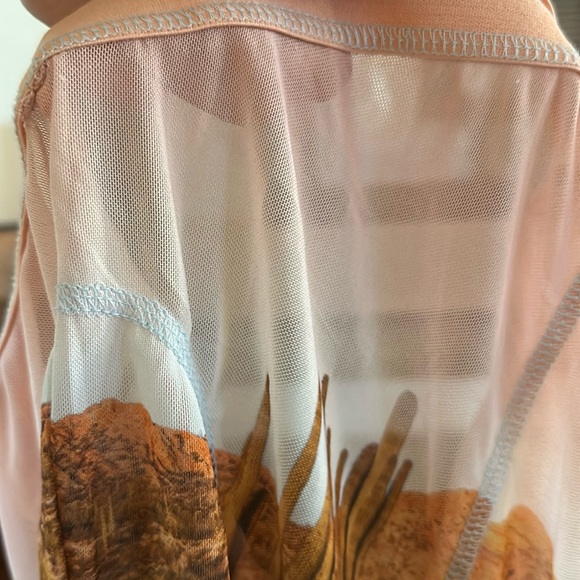 SHEIN *NEW* Women’s Cutout Waist Desert Landscape Print Mesh Biker Shorts - Picture 16 of 16